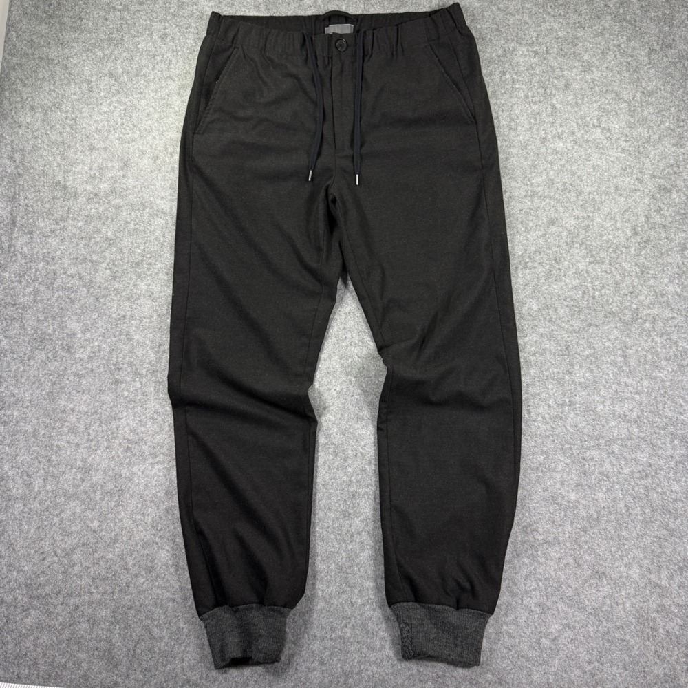 Vince Wool Cuff Jogger Mens 34x30 Black Elastic Waist Drawstring Pant M2055-2229